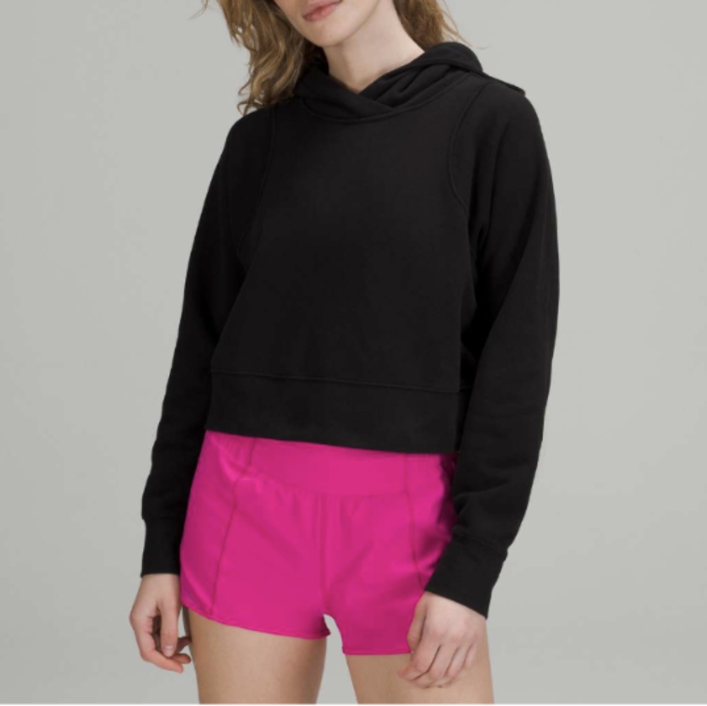 Lululemon Medium Black Loungeful Cropped Hoodie Sweater